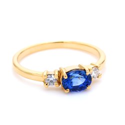 3-STENSRING MED BL SAFIR