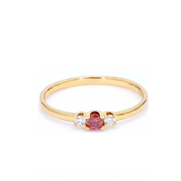 SPINKEL  3-STENS RING MED PINK DIAMANT