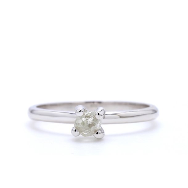 HVIDGULDSRING MED USLEBEN DIAMANT