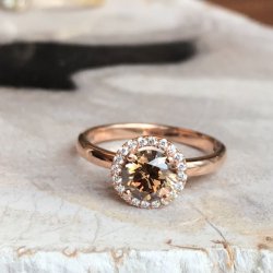 ROSETRING MED 1 CT DIAMANT COGNAC